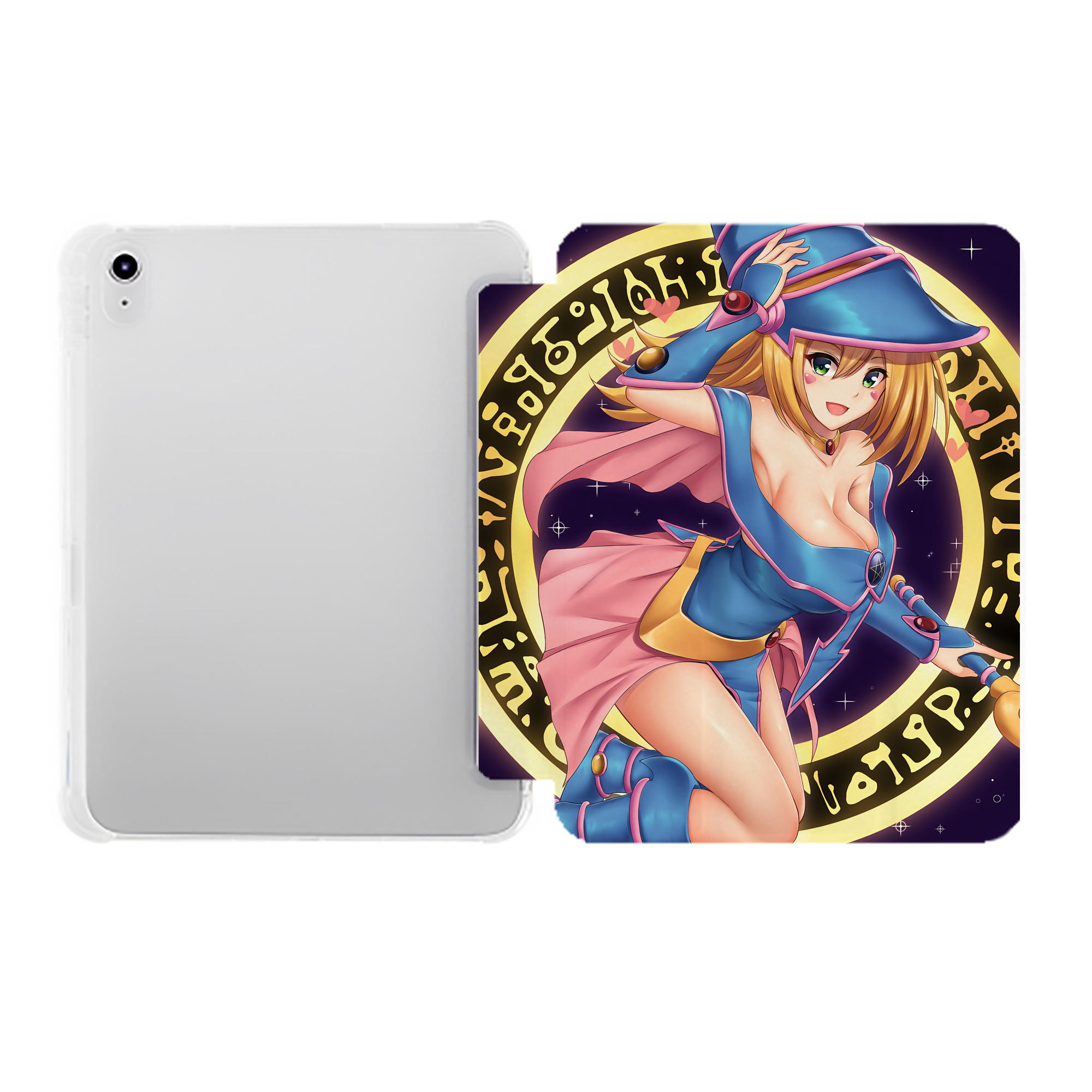 （画像用） 遊☆戯☆王 Yu-Gi-Oh! IPad ケース ペン収納付き 三つ折りスタンド PUレザー×シリコン 対応機種9.5/10.5/10.9インチ